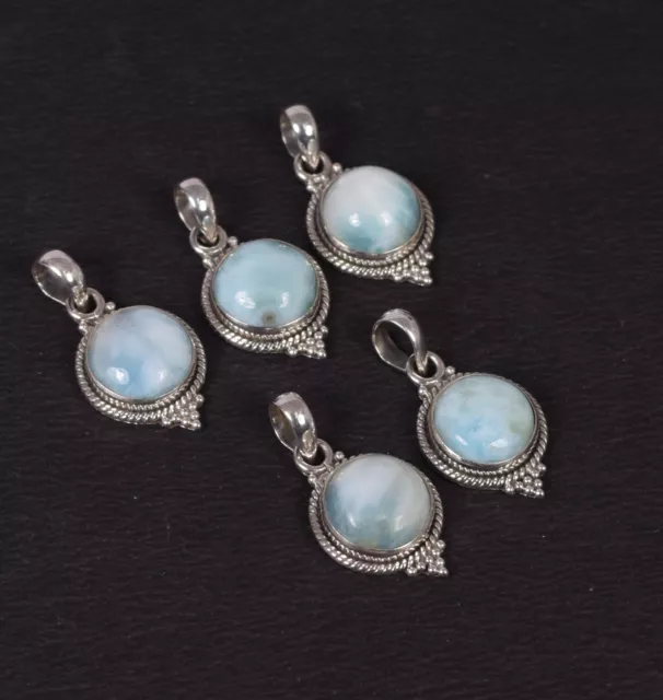 Wholesale 5PC 925 Solid Sterling Silver Blue Larimar Pendant Lot g238