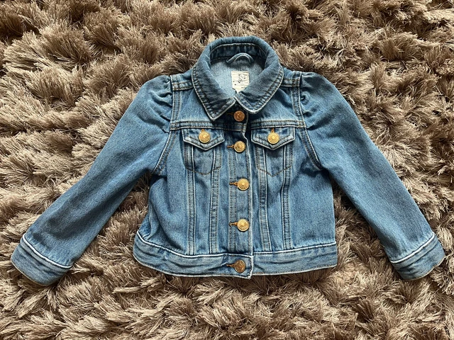 RIVER ISLAND MINI GIRLS BLUE PUFF SHOULDER DENIM JACKET - AGE 18 24 Months
