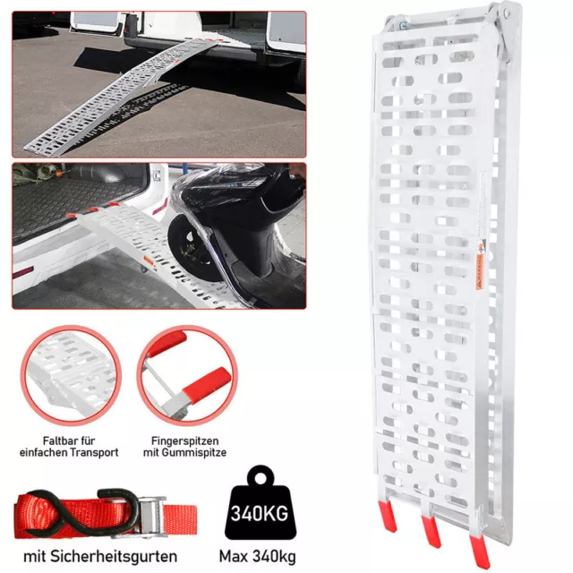 Auffahrrampe Verladerampe Alu Klappbar Auffahrschiene Rutschfest PKW max. 340kg