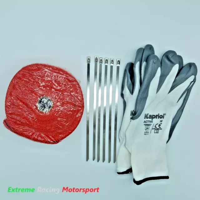 10 MT Benda Termica RED collettori scarico auto moto+kit montaggio