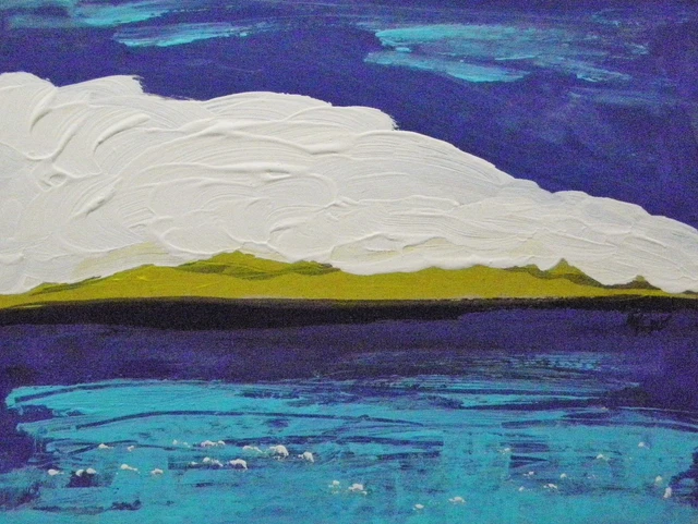 ORIGINAL SEA Landscape Naive Raw Brut FOLK Outsider Mary Carol art MCW Primitive