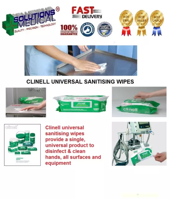 Clinell Universal Sanitising Wipes (Pack Of 200) All Surfaces & Safe On Hands.