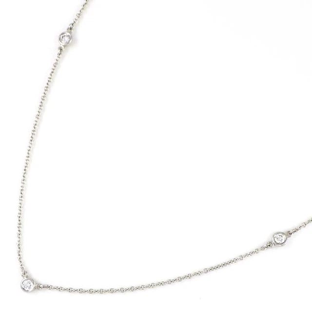 Tiffany&Co Necklace by the yard 3 points diamond PT950 W0.13 x H1.34in Authentic