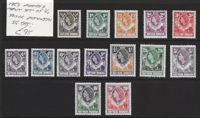 Northern Rhodesia Stamp Collection QEII 1953 mm set of 14 inc 20/- SG cat: £95