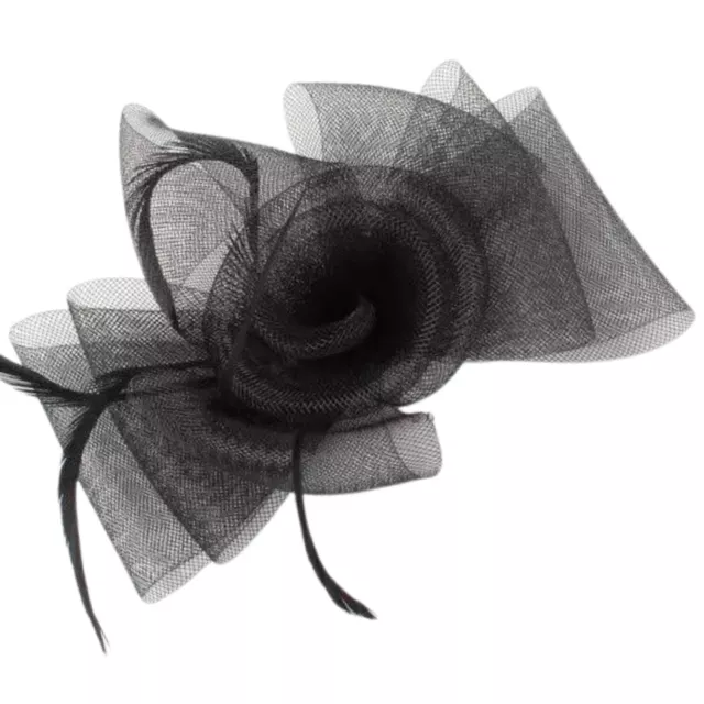 Looped Net Swirl Flower Hair Fascinator Clip Feather Wedding Clips