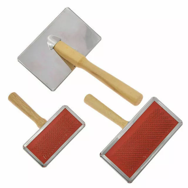 Pet Brush Handle Shedding Wool Carding Coms Hand Carders Felting  New