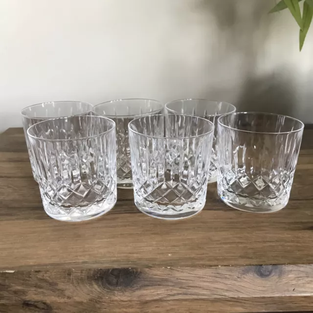 VINTAGE SET OF 6  EDINBURGH CRYSTAL APPIN CUT GLASS WHISKY TUMBLERS 8cm Tall