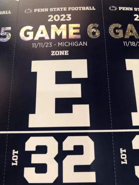 Penn State vs Michigan Preferred parking pass, lot 32