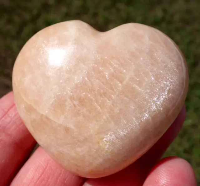 Shimmery Peach Moonstone Crystal Heart Point Shimmering Beauty For Sale