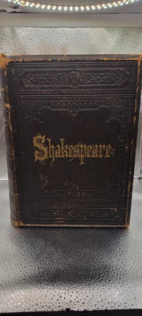 The Complete Works Of Shakespeare 1878 Leather, Gilded Fine Engravings Beautiful