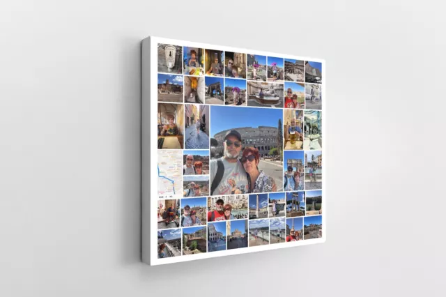 Square Collage Personalised Photo Picture To Canvas Art Print Family Anniversary