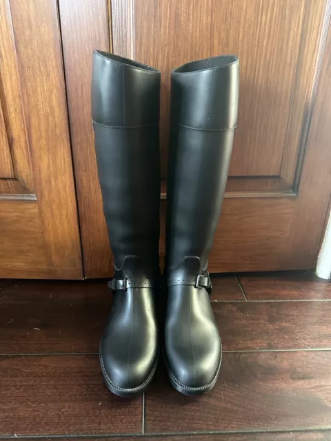 Givenchy Black Rubber Knee-High Women’s Rain Boots Size 38 Great Condtion