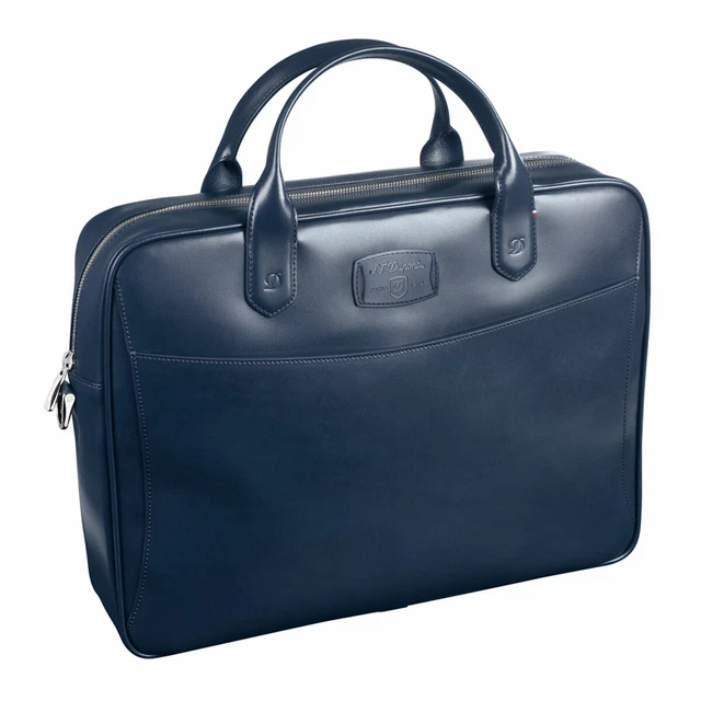 S.T. Dupont Navy Blue D Line LLG Leather Briefcase #181903SS
