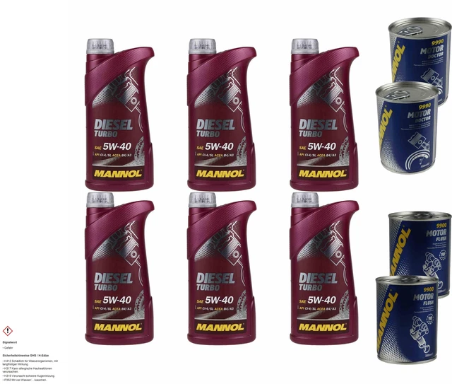 6L Olio Motore mannol Diesel Turbo 5W-40 2xMotor Doctor + Motore Flush