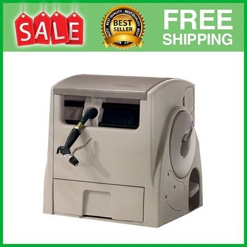 Suncast 100 ft.Powerwind Auto Power Rewind Hose Reel, Light Taupe, Free Shipping