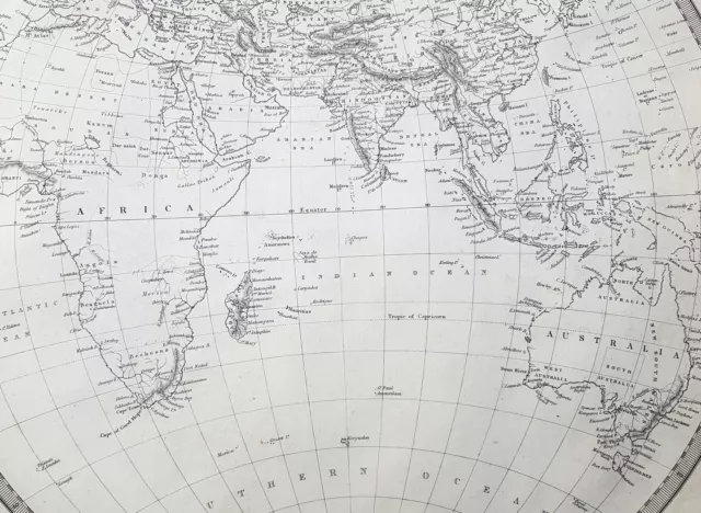 1837 SDUK Large Original Antique Twin Hemisphere World Map 2