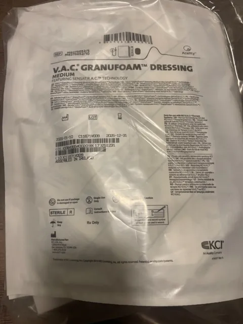 5 - V.A.C Granufoam Dressing Wound Care MEDIUM M8275052 with Book by KCI Acelity