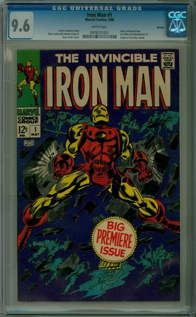 Iron Man #1 CGC 9.6 NM+ white pages Boston pedigree Marvel comics 0976331001