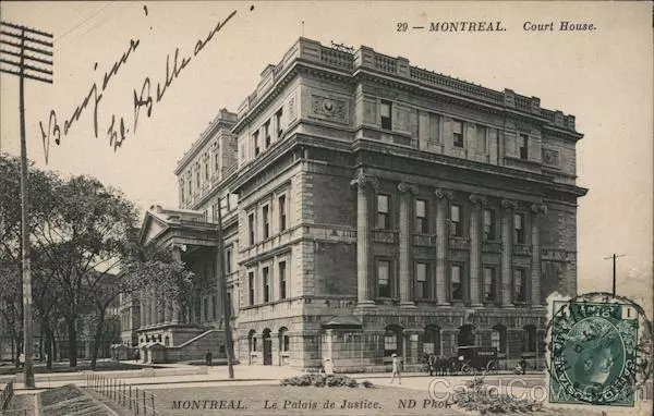 Canada Montreal,QC La Palais de Justice Philatelic COF Quebec Postcard Vintage