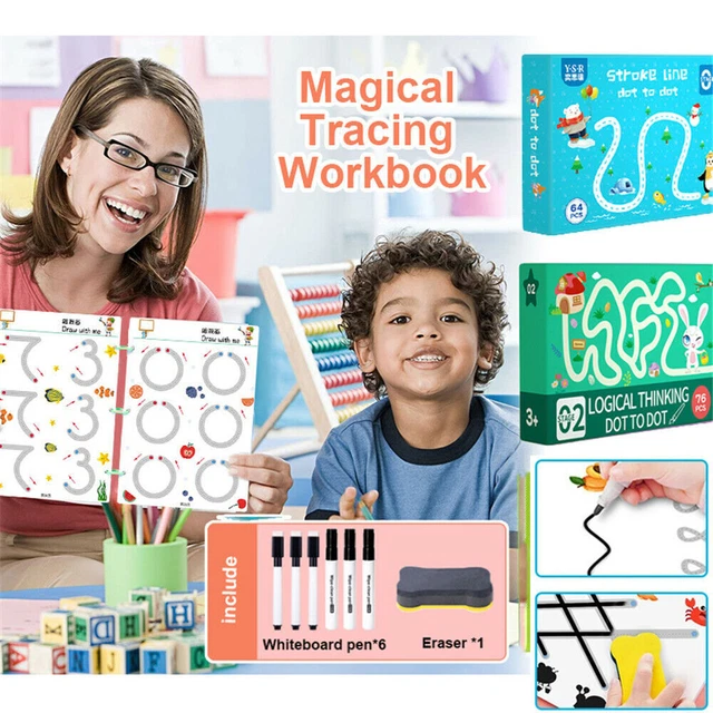 Magical Tracing Workbook Set Reusable Kids Preschool Practice Calligraphy Book