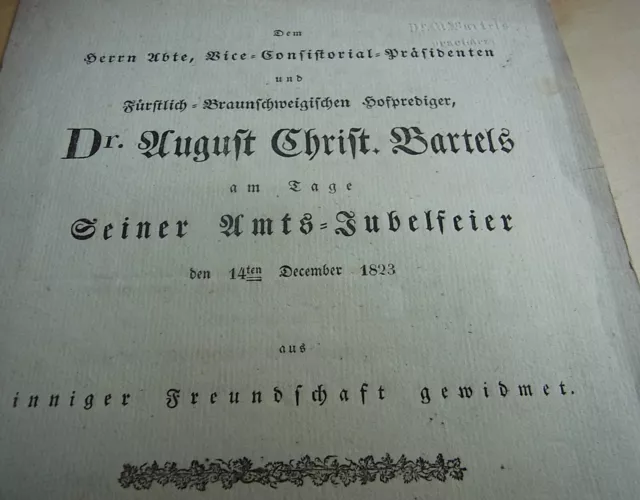 Johann Friedrich Warnecke Presión 1823 , Poema Aniversario Abt + Riddagshausen 3