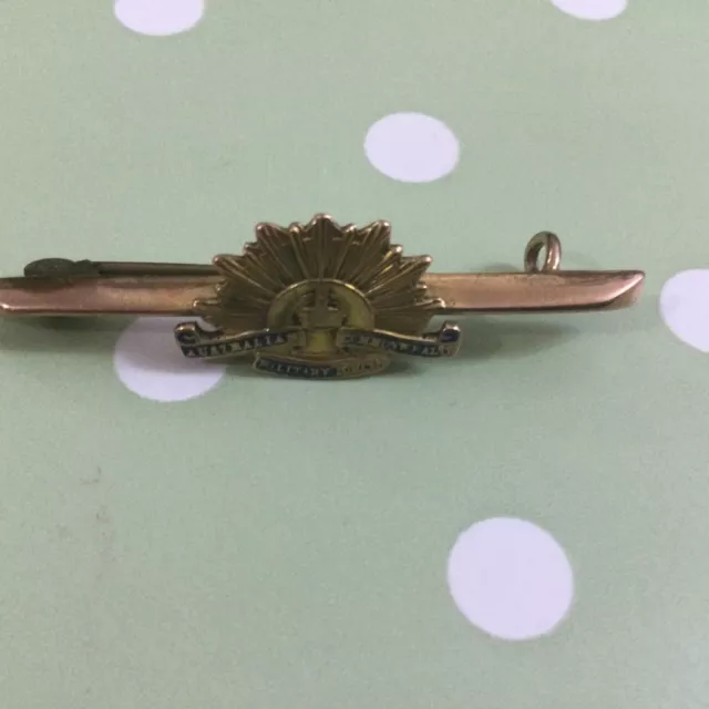 WW1 VINTAGE AUSTRALIAN MILITARY FORCE 9ct GOLD SWEETHEARTS PIN BROOCH