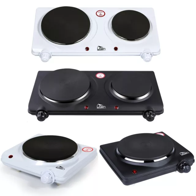 Uten Double Single Electric Hot Plate Portable Table Top Cooker Hob 1250W/2250W