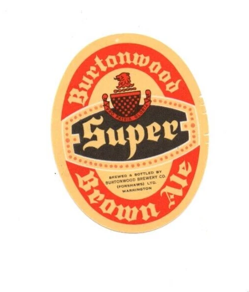 England - Vintage Beer Label - Burtonwood Brewery, Warrington - Super Brown Ale