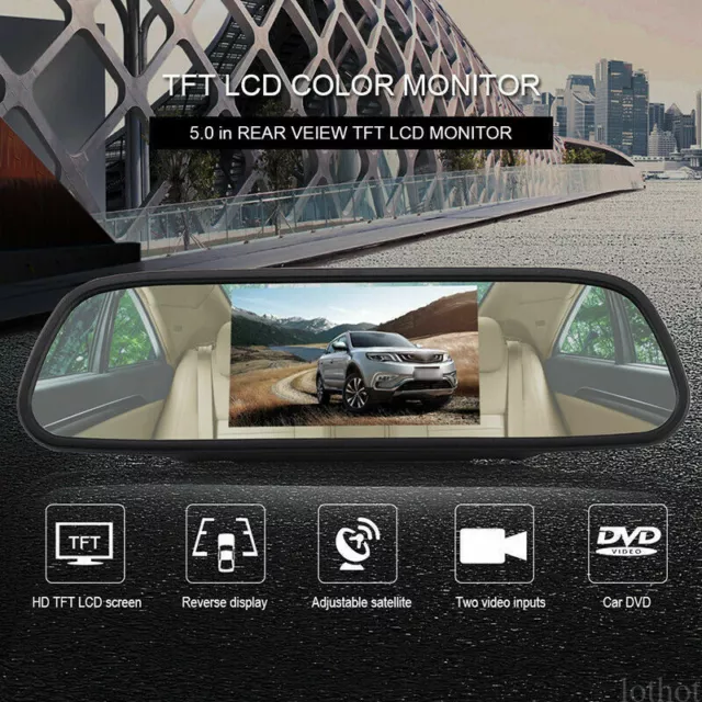 Wireless 5" Car Mirror Monitor Rear View Reverse Backup Camera Night Vision Kit 3
