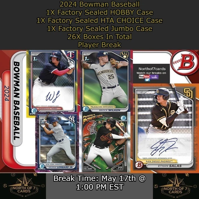 ISAIAH DRAKE 2024 Bowman 3X Case (Jumbo/Hobby/Choice) Player Break