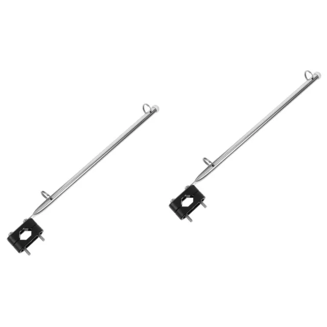 2 Pieces Stainless Steel Work Boat Flag Pole Holder Pulpit Staff