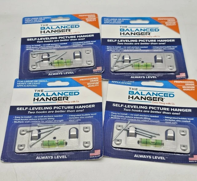 The Balanced Hanger Self Leveling Picture Hanging Kit Museum Quality Tool 4 Lots