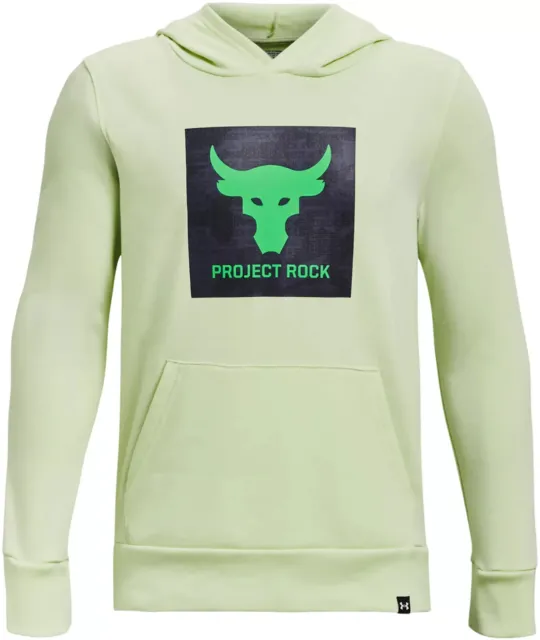 NWT$60 Under Armour Boys Project Rock Rival Fleece Hoodie Green 1373628