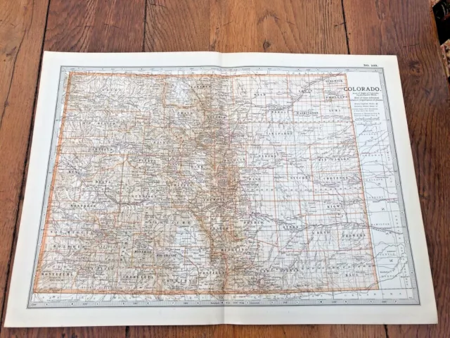 1903 large colour fold out map titled " colorado "