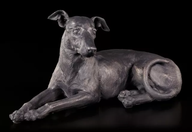 Levriero Figura - Greyhound Sdraiato Cane Simil Bronzo Statua Decorazione