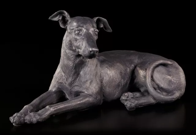 Sighthound Figurine - Greyhound Lying Dog Bronze Look Decorative Statue