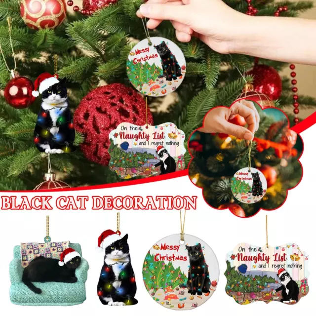 Black Cat Christmas Hanging Pendant Acrylic Christmas Tree Ornament Decor]