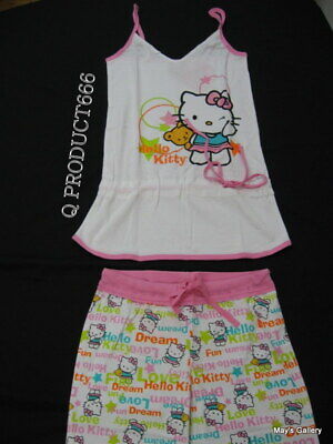 Hello Kitty Pajama Top & Pants Tank  Tee T shirt Sleeping wear Cami Carpi NWT  M