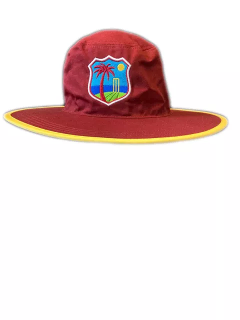 Mens WEST INDIES CASTORE 1 DAY CRICKET SUN HAT Windies Burgundy Red Yellow M