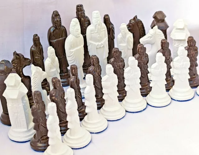 Military Style Chess Vintage Ussr Set Soviet Gypsum Russian Antique Old Rare Su