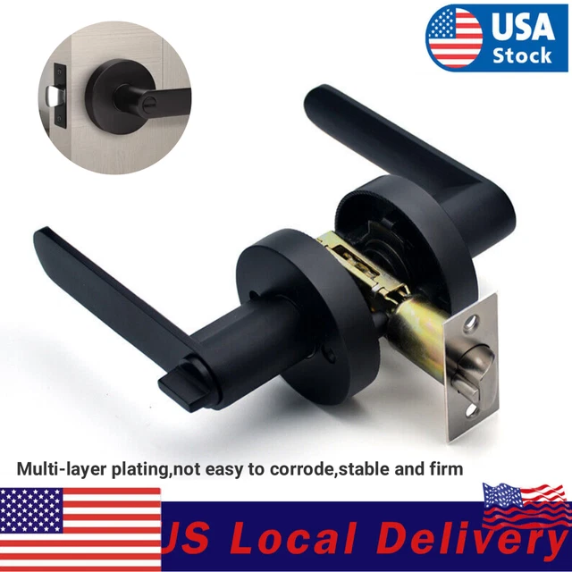Matte Black privacy Circular Plate door locks Knobs handle lever entry deadbolt