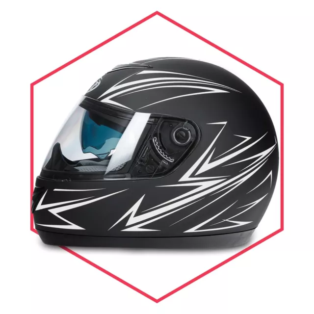 Integralhelm Mit Sonnenblende Schwarz-Weiß Matt Helm Motorradhelm S M L XL XXL