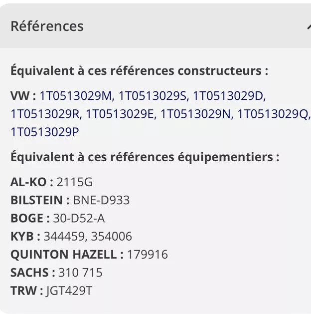 Original Monroe Reflex E1335 2x amortisseurs Arrière Pour VW 3