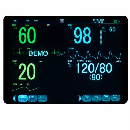 12" ICU Vital Signs Monitor ECG/NIBP/RESP/TEMP SPO2 PR Hospital Patient monitor 2