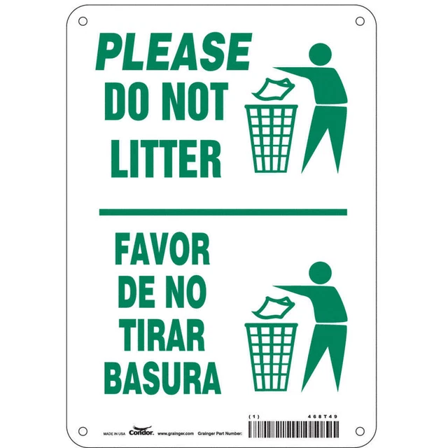 CONDOR 468T49 Safety Sign,10 in x 7 in,Aluminum