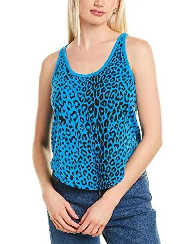 CHASER Womens Animal Print Racerback Tank Top Blue Size L