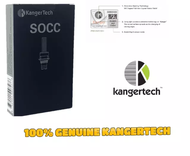 (5-Pack)Authentic  KangerTech /EVOD / Protank  / SOCC Coils 1.8 ohms