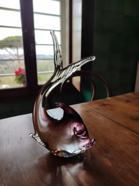 Bellissimo pesce violaceo vetro Murano
