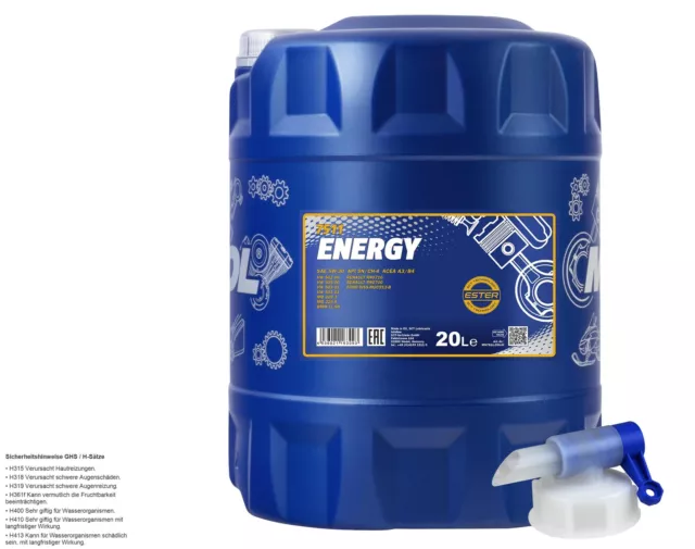 20 Liter MANNOL Motoröl Energy 5W-30 API SL/CF Engine Oil Öl inkl. Auslaufhahn