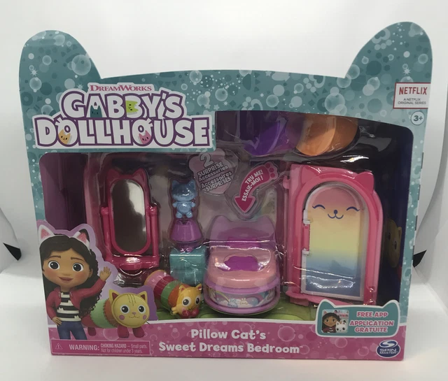 GABBY'S DOLLHOUSE, SWEET Dreams Bedroom with Pillow Cat Figure and 3